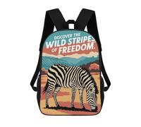 Zebra Wild Stripes of Freedom Backpack, 3D Printed School Bag, School Lunch Bag, Travel Backpack, Friends Backpack, School Backpack for Girls And Boys 17inch