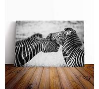 Zebra Wildlife Canvas Print | Gallery Wrapped 30mm Frame Wall Art | 24x16 inches | Ready to Hang | Modern Animals Picture | Living Room Bedroom Lounge Office