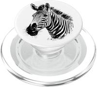 Zebra Wildlife Drawing Animal Print Motif Wildlife Artwork PopSockets PopGrip for MagSafe