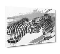 Zebra Wildlife V1 Canvas Print | Gallery Wrapped 30mm Frame Wall Art | 20x14 inches | Ready to Hang | Modern Animals Picture | Living Room Bedroom Lounge Office
