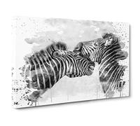 Zebra Wildlife V3 Canvas Print | Gallery Wrapped 30mm Frame Wall Art | 30x20 inches | Ready to Hang | Modern Animals Picture | Living Room Bedroom Lounge Office