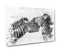 Zebra Wildlife V4 Canvas Print | Gallery Wrapped 30mm Frame Wall Art | 24x16 inches | Ready to Hang | Modern Animals Picture | Living Room Bedroom Lounge Office