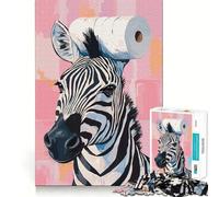 Zebra with Toilet Paper Hat Jigsaw Puzzle 1000 Logic Thinking Play Expert Cutting Craftsmanship Quiet Time Mind Exercise at Home (38x52cm)