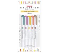 ZEBRA WKT7-5C-RC-N Highlighter, Mildliner, Warm Color, RC5 Colors