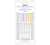 Zebra WKT7-5C-YC Line Marker, Thick and Thin, Water-Based Pigment, Mild Liner, 5 Colors