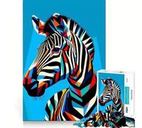 Zebra Wpap Pop Art Jigsaw Puzzles1000 Pieces Brain Recall Game Premium Laser Cut Quality Absorbing Activity for Quiet Nights (38x52cm)