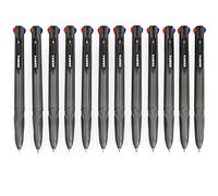Zebra Z-Grip Elegance 4 in 1 Colours Retractable Ballpoint Pen - 1.0mm - Grey Barrel - Black, Blue, Red, Green - Pack of 12