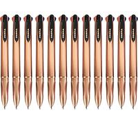 Zebra Z-Grip Elegance 4 in 1 Colours Retractable Ballpoint Pen - 1.0mm - Rose Gold Barrel - Black, Blue, Red, Green - Pack of 12