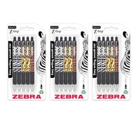 Zebra Z-Grip Funky Animal Print Ballpoint Pen - Assorted Barrels - Black Ink - Blister Packs of 5 Pens (3 Pack)