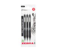Zebra Z-Grip Gel Pen Pack of 3 - Black