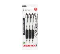 Zebra Pen Z-Grip MAX Black Ballpoint Pens 3pk - 1.2mm Medium Point Retractable Ink Pens with Clip - Smooth Writing Pens with Low Viscosity Ink, Comfort Grip - Multipack Pens (Black)
