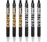Zebra Z-Grip Pen Funky - Animal Pattern Retractable Ballpoint Pens - Zebra & Cheetah Print - Black Ink - 6 Pack
