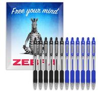 Zebra Z-Grip Retractable Ballpoint Pen - 0.7mm Nib - Black & Blue Ink - Pack of 10 - In Envelope Gift Packaging