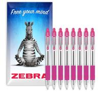 Zebra Z-Grip Retractable Ballpoint Pen - 1.0mm Nib - Pink Ink - In Envelope Gift Packaging (8)