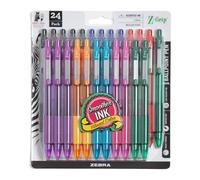 Zebra Z-Grip Retractable Ballpoint Pen, Medium Point, 1.0mm, Assorted Fashion Colors, Clear Barrel, 24-Count