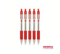 Zebra Z-Grip Medium Retractable Metal Clip Ball Pen - Red (Pack of 12)