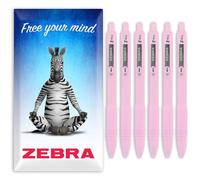 Zebra Z-Grip Smooth Ballpoint Pen - 1.0mm - Black Ink - Pack of 6 - In Cardboard Gift Box Packaging (Pastel Pink)