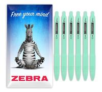 Zebra Z-Grip Smooth Ballpoint Pen - 1.0mm - Black Ink - Pack of 6 - In Envelope Gift Packaging (Pastel Green)