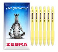 Zebra Z-Grip Smooth Ballpoint Pen - 1.0mm - Black Ink - Pack of 6 - In Envelope Gift Packaging (Pastel Yellow)