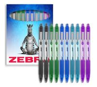 Zebra Z-Grip Smooth Ballpoint Pen - 1.0mm - Essential Set - Black, Blue, Light Blue, Green & Violet Ink - Pack of 10 - in Zebra Packaging