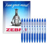 Zebra Z-Grip Smooth Ballpoint Pen - 1.0mm - Pack of 10 - in Zebra Envelope Gift Packaging (Blue)