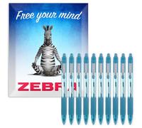 Zebra Z-Grip Smooth Ballpoint Pen - 1.0mm - Pack of 10 - in Zebra Envelope Gift Packaging (Light Blue)