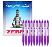 Zebra Z-Grip Smooth Ballpoint Pen - 1.0mm - Pack of 10 - in Zebra Envelope Gift Packaging (Violet)