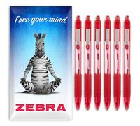 Zebra Z-Grip Smooth Ink Ballpoint Pen - 1.0mm - Pack of 6 Pens - in Zebra Cardboard Packaging (Red)