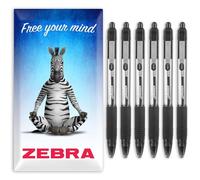 Zebra Z-Grip Smooth Ink Ballpoint Pen - 1.0mm - Pack of 6 Pens - in Zebra Envelope Gift Packaging (Black)