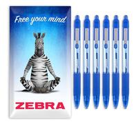 Zebra Z-Grip Smooth Ink Ballpoint Pen - 1.0mm - Pack of 6 Pens - in Zebra Envelope Gift Packaging (Blue)
