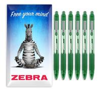 Zebra Z-Grip Smooth Ink Ballpoint Pen - 1.0mm - Pack of 6 Pens - in Zebra Envelope Gift Packaging (Green)