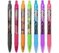 Zebra Z-Grip Smooth Ink Retractable Ballpoint Pen - 1.0mm Nib - Blue & Coloured Ink - Limited Edition Tropical Design + Funky Stripe Barrels - Pack of 7 Pens