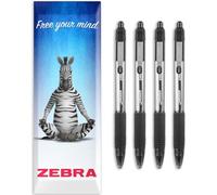 Zebra Z-Grip Smooth Ink Retractable Ballpoint Pen - 1.0mm Nib - Pack of 4 Pens - In Envelope Gift Packaging (Black)