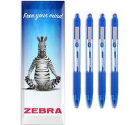 Zebra Z-Grip Smooth Ink Retractable Ballpoint Pen - 1.0mm Nib - Pack of 4 Pens - In Envelope Gift Packaging (Blue)