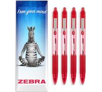Zebra Z-Grip Smooth Ink Retractable Ballpoint Pen - 1.0mm Nib - Pack of 4 Pens - In Envelope Gift Packaging (Red)