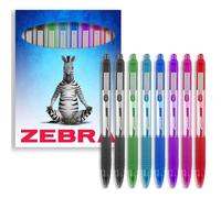 Zebra Z-Grip Smooth Retractable Ballpoint Pen - 1.0mm Nib - Black, Green, Light Blue, Blue, Violet, Pink & Red Ink - Pack of 8 - In Zebra Gift Box