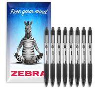 Zebra Z-Grip Smooth Retractable Ballpoint Pen - 1.0mm Nib - Pack of 8 - In Envelope Gift Packaging (Black)