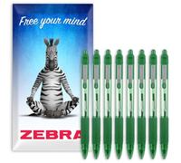 Zebra Z-Grip Smooth Retractable Ballpoint Pen - 1.0mm Nib - Pack of 8 - In Envelope Gift Packaging (Green)