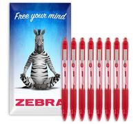 Zebra Z-Grip Smooth Retractable Ballpoint Pen - 1.0mm Nib - Pack of 8 - In Envelope Gift Packaging (Red)