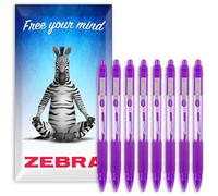Zebra Z-Grip Smooth Retractable Ballpoint Pen - 1.0mm Nib - Pack of 8 - In Envelope Gift Packaging (Violet)