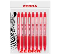 Zebra Z-Grip Smooth Retractable Ballpoint Pen - 1.0mm Nib - Pack of 8 - In Gift Box Packaging (Red)