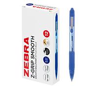 Zebra Z-Grip Smooth Rectractable Ballpoint Pen 1.0mm Tip Blue (Pack 12)
