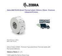 Zebra Z-Select 2000D Thermal Labels 4 Rolls 102x76mm 4x3 Shipping Barcode