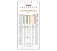 ゼブラ(ZEBRA) Zebra Line Marker, Thick & Fine Water Based Pigment, Mildliner, Natural Mild Colors, 5 Colors WKT7-5C-NTC