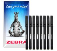 Zebra - ZGE Gel Ink Stick Pen - 0.7mm - Matte Barrel - Black - Pack of 8 - In Envelope Gift Packaging