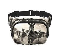 Zebra2 print Fanny Pack Waist Packs with Extender for Men Women, Waist Bag Hip Pack with Zipper Pockets, Black, One Size