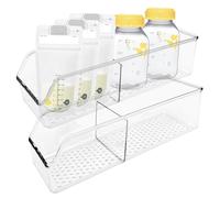 Zebrabox 2 Pack Breast Milk Storage Bottles Solution Set Compatible with Medela for Fridge,Plastic Organizer Bin with Divider for Breast Milk Bags, Food Pouches, Or Baby Food Jars/Containers/Bottles