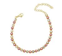 ZEBRAGO Colorful Enamel Cubic Zirconia Bracelet Devil Eye Adjustable Gold Plated Brass Bracelets for Women, M, Copper, Cubic Zirconia