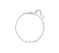 ZEBRAGO Sterling Silver Cross Bracelet Colorful Enamel Beads Chain Bracelet Religious Jewelry for Women, Medium, Silver, Without gemstones
