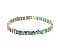 Zebrago Tile Bracelet Multicolor Bohemian Style Japan Miyuki bead Elastic Bracelet for Women Girls, 8 2 inch, Glass, crystal